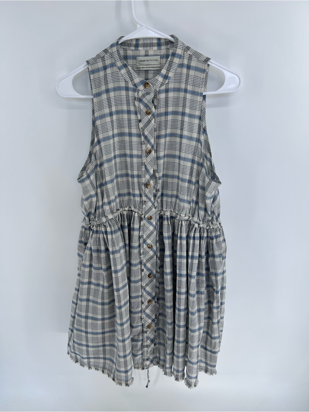 Urban Outfitters Cotton Blueโ Plaid Tunic Dress - Medium